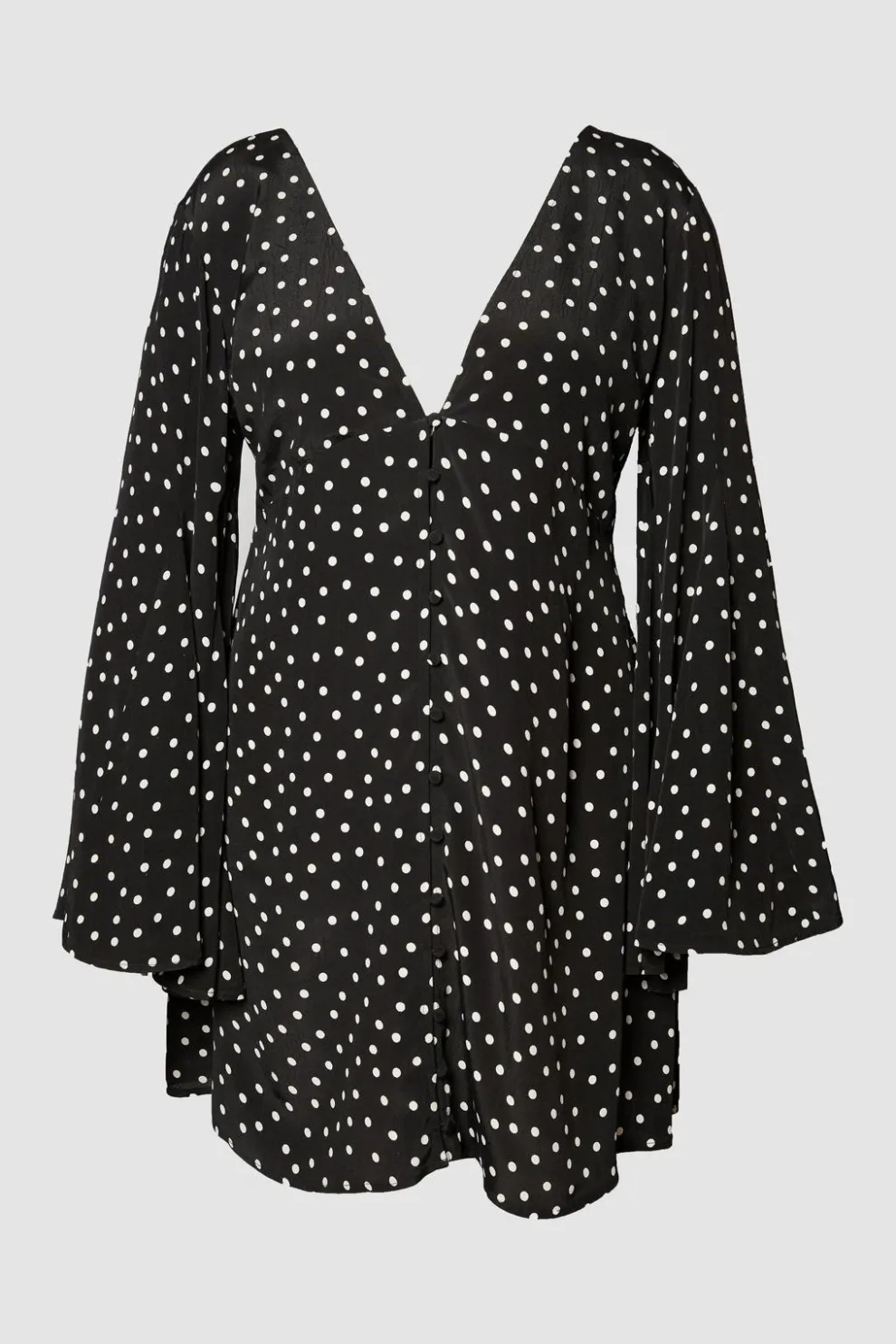 Plus Polka Dot Button Down Extreme Flared Sleeve Mini Dress | Nasty Gal