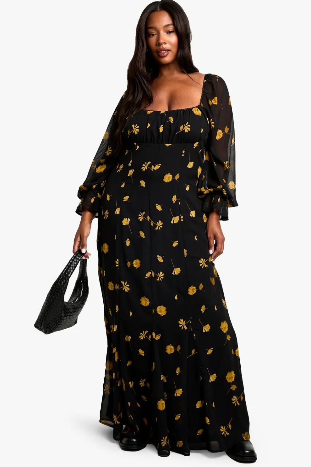 PLUS LONG SLEEVE SMOCK MAXI DRESS | Nasty Gal