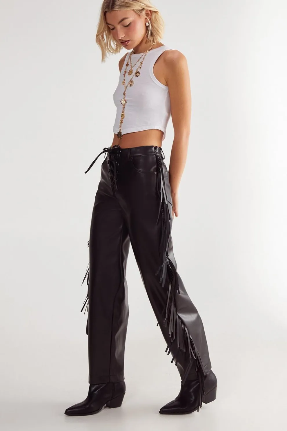 Fringe Faux Leather Trousers | Nasty Gal