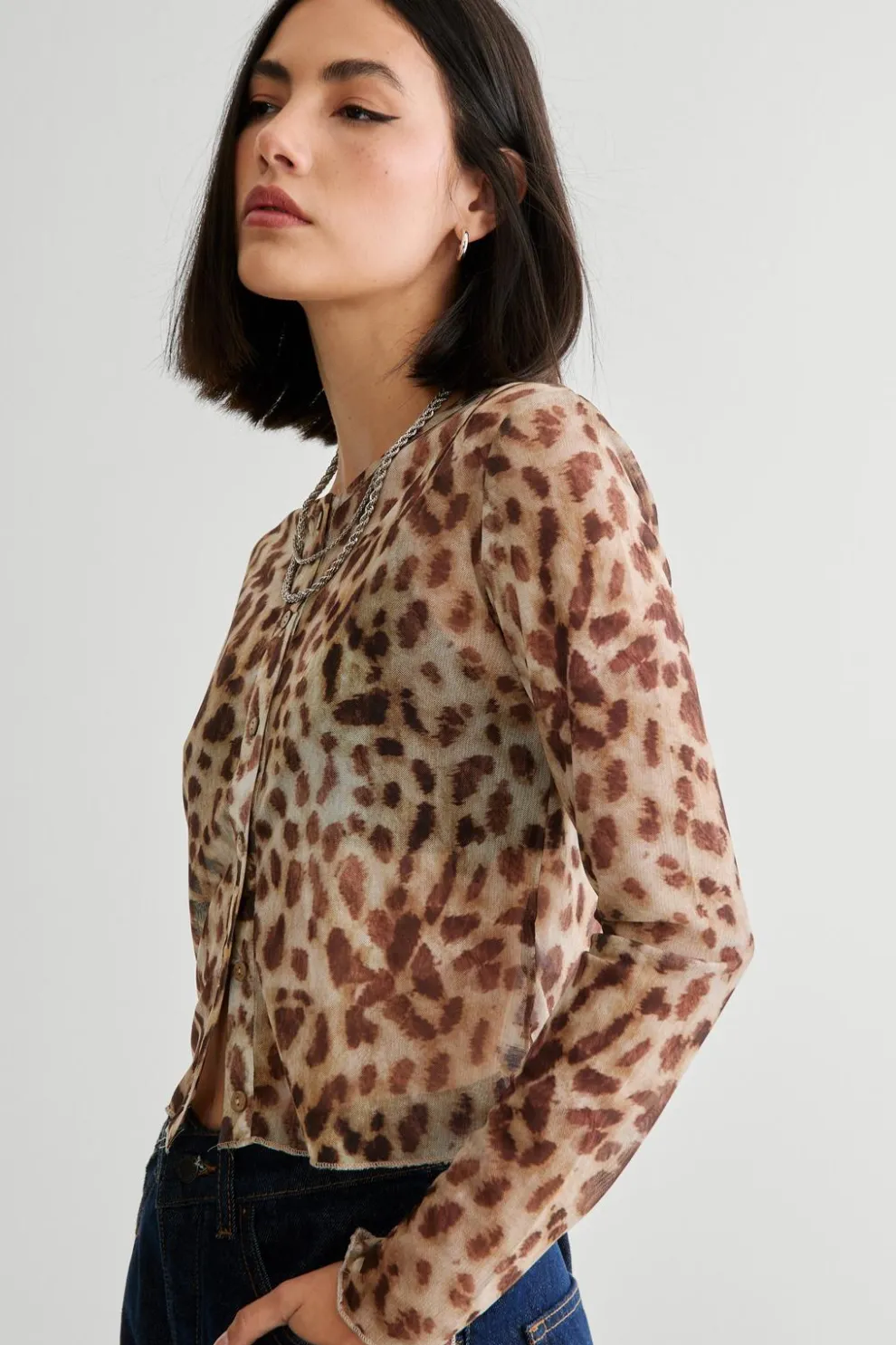 Leopard Print Mesh Cardigan | Nasty Gal