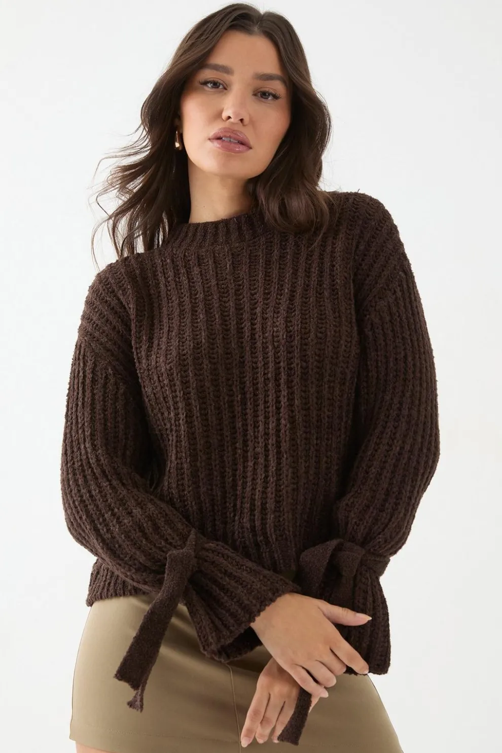 Knitted Tie Sleeve Oversized Jumper | Nasty Gal