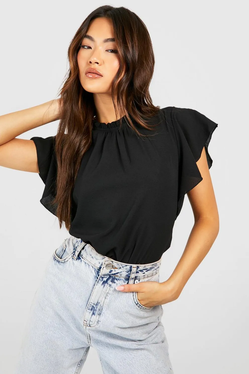 Woven Frill Sleeve And Neck Blouse | Nasty Gal