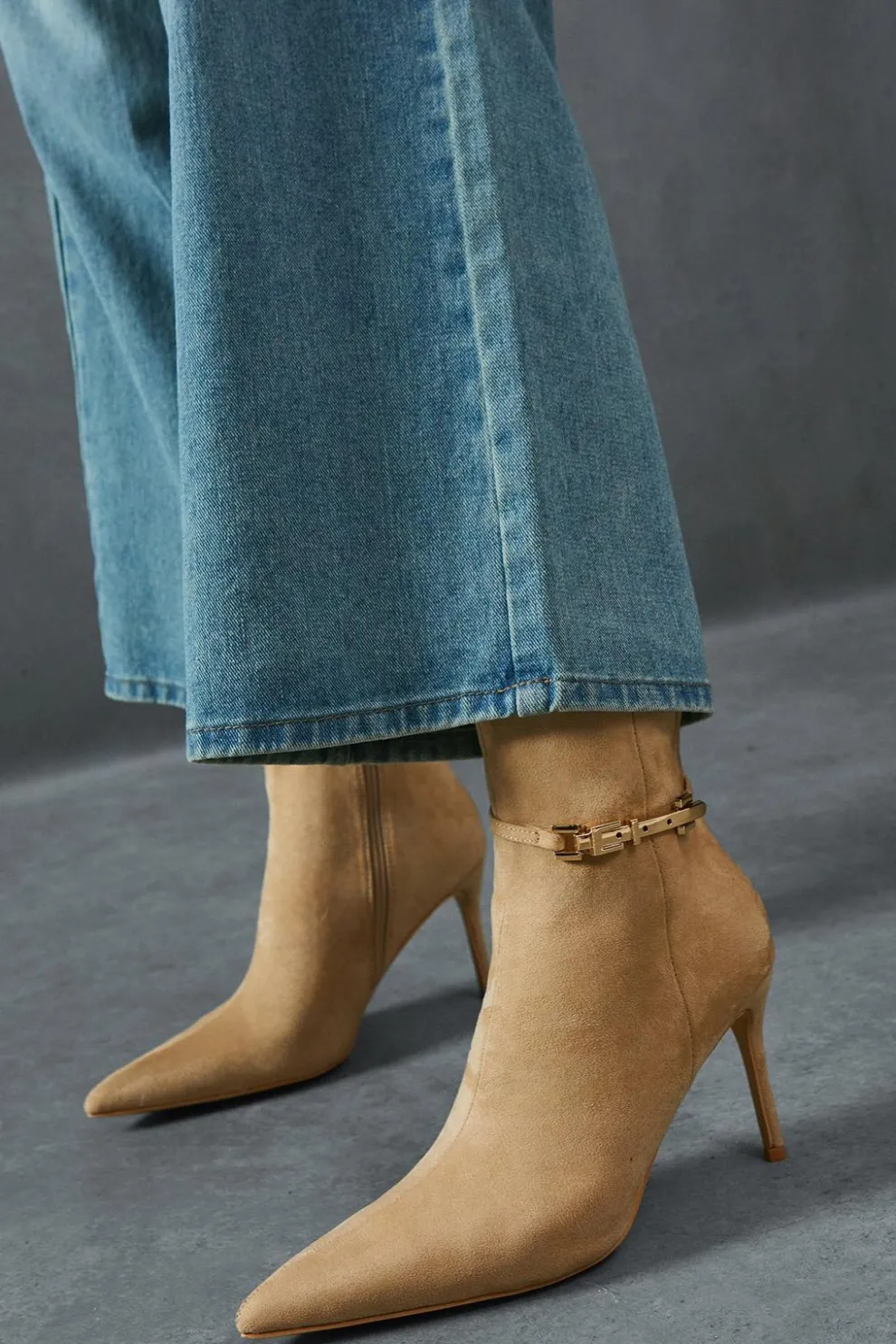 Faux Suede Buckle Ankle Heeled Boots | Nasty Gal