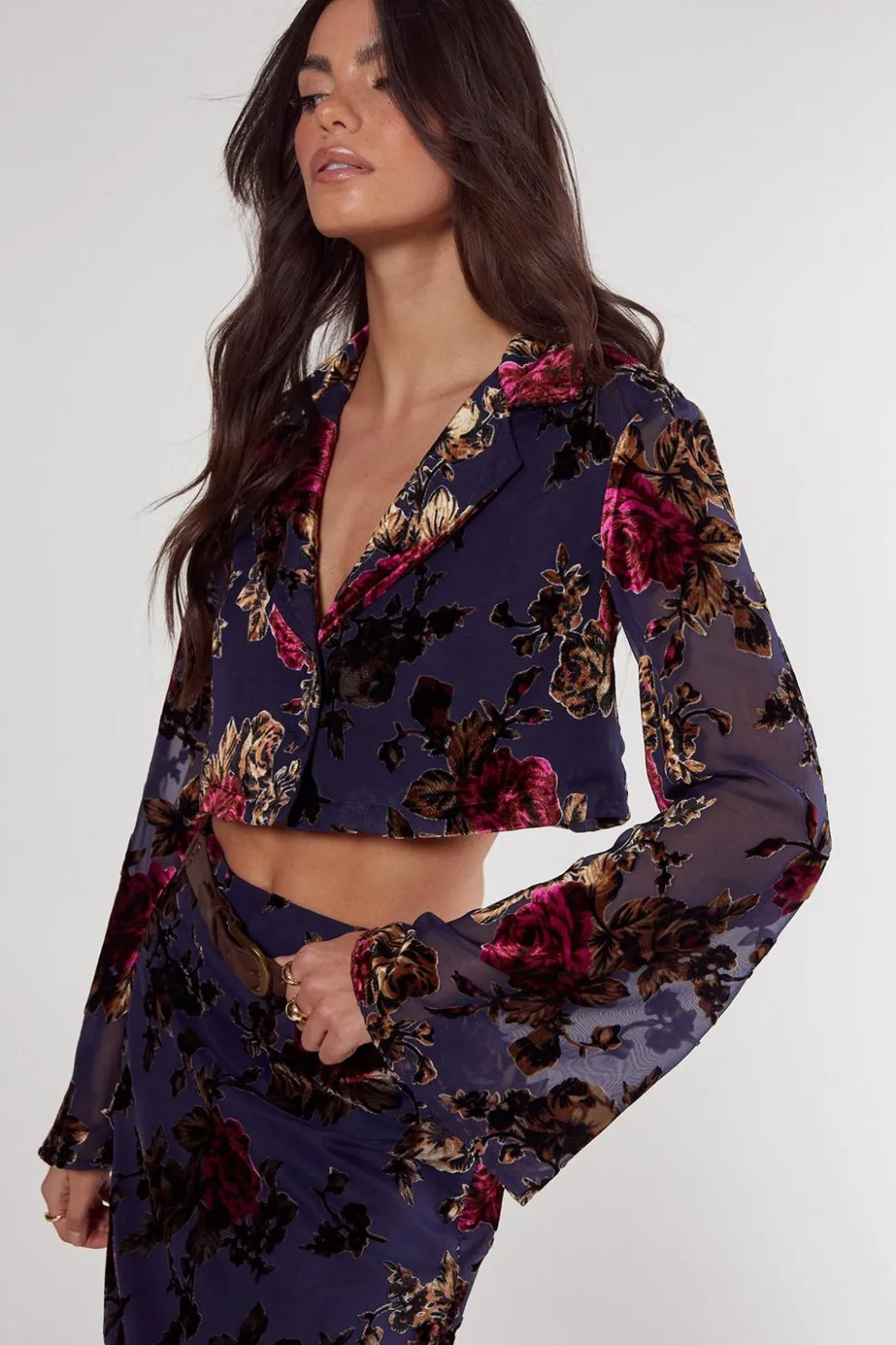 Floral Devore Cropped Shirt | Nasty Gal